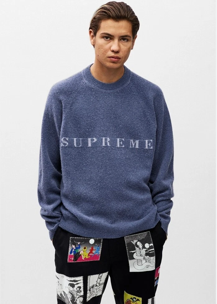 FW21 Supreme Stone Washed sweater size M medium navy jumper wool