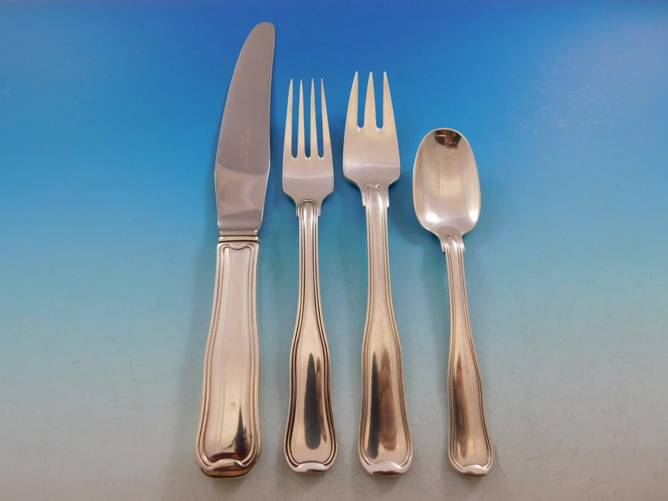 Juego de cubiertos antiguos daneses de Georg Jensen de plata de ley para 6 servicio 32 piezas Foto 3 de 4