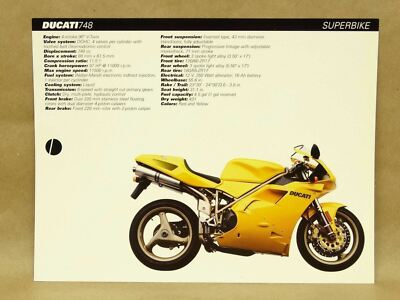 Vintage NOS Ducati 748 Motorcycle Factory Spec Sheet Brochure | eBay