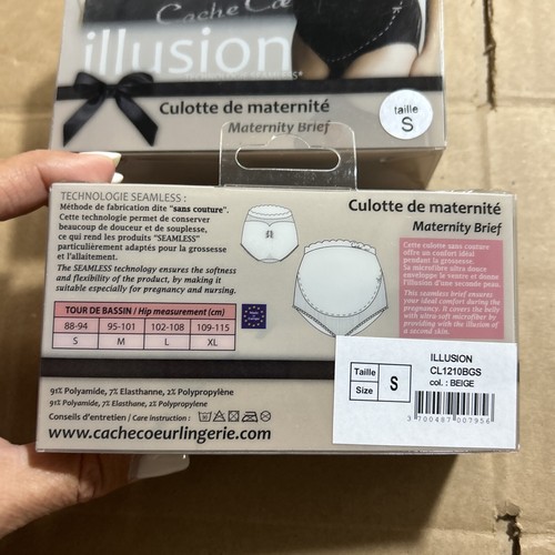 Cache Coeur Lot Of 2 Illusion Size Small Beige And Black Maternity Brief New - Picture 3 of 4