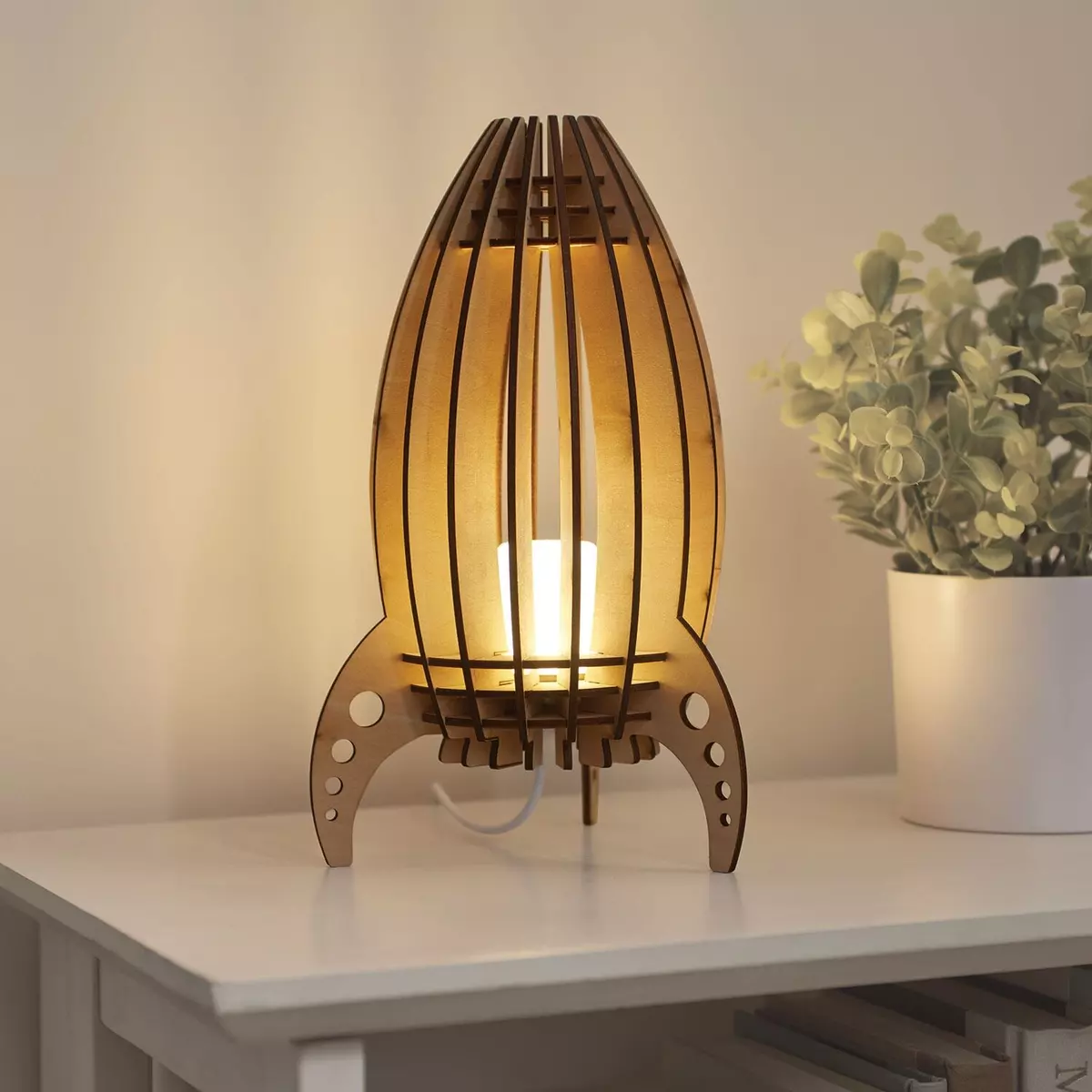 ART ARTIFACT Rocket Lamp Retro Space Age Rocket Ship Lamp for Kids Room