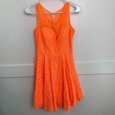 NWT Love Point Bright Orange Lace Midi Dress Size Small
