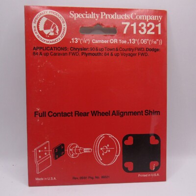 SPC 71321 Full Contact Rear Wheel Shim 1/8 deg Camber or 1/16'' Toe