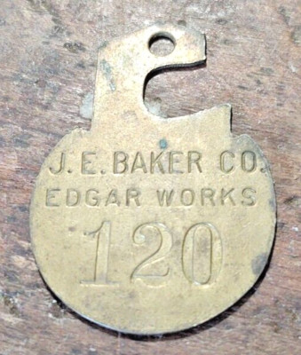 York Pennsylvania  J.E. Baker Company Dolomite , Tool Check / Tag Token