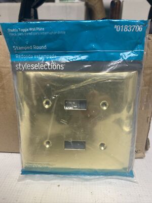 STYLE SELECTIONS BRASS Stamped Round Double Toggle Wall Plate # 183706