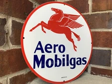 12in Mobil Gas Aero Gasoline Mobiloil Vintage Style Heavy Steel Metal Sign