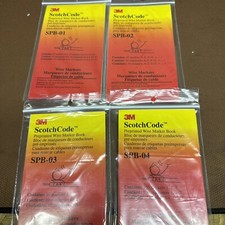 3M ScotchCode Pre-Printed Wire Marker Book SPB-01, SPB02,SPB03,SPB04 4 Pack 