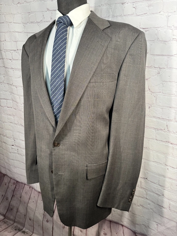 PALM BEACH Para Hombres Marrón GLEN CUADROS Lana Frente Plano 2 Piezas Traje 44L Chaqueta 40x34 Pantalón Foto 3 de 4