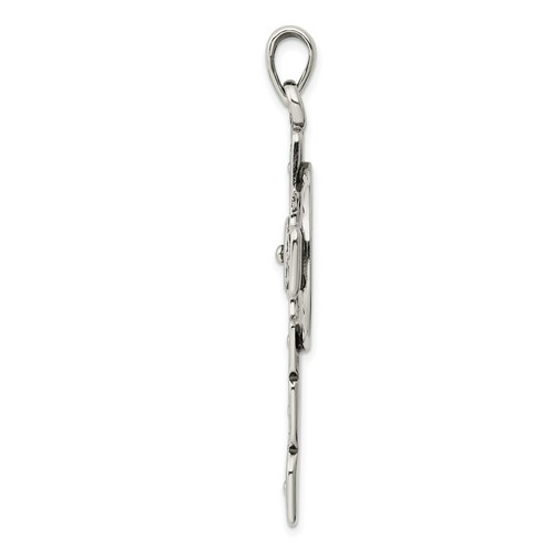 Sterling Silver Antiqued Finish Iona Celtic Cross Charm Pendant 2.36" - Picture 2 of 4