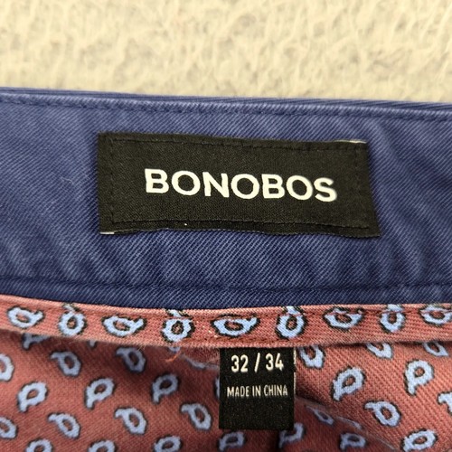Bonobos Pants Mens 32x34 Blue Slim Fit Twill Chino Preppy Flat Front Mid Rise - Picture 5 of 11