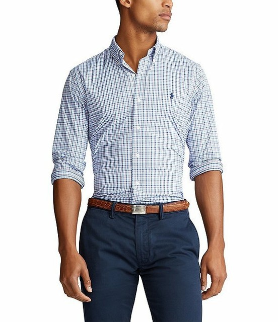 Polo Ralph Lauren Tattersall Performance Stretch LS Woven Men's SZ 3XL-Tall Blue | eBay