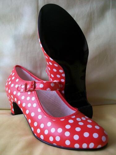 Zapatos de Flamenca "A. Osuna". Modelo 90 Feria. Talla 33. Rojo/Blanco. En caja - Bild 1 von 4