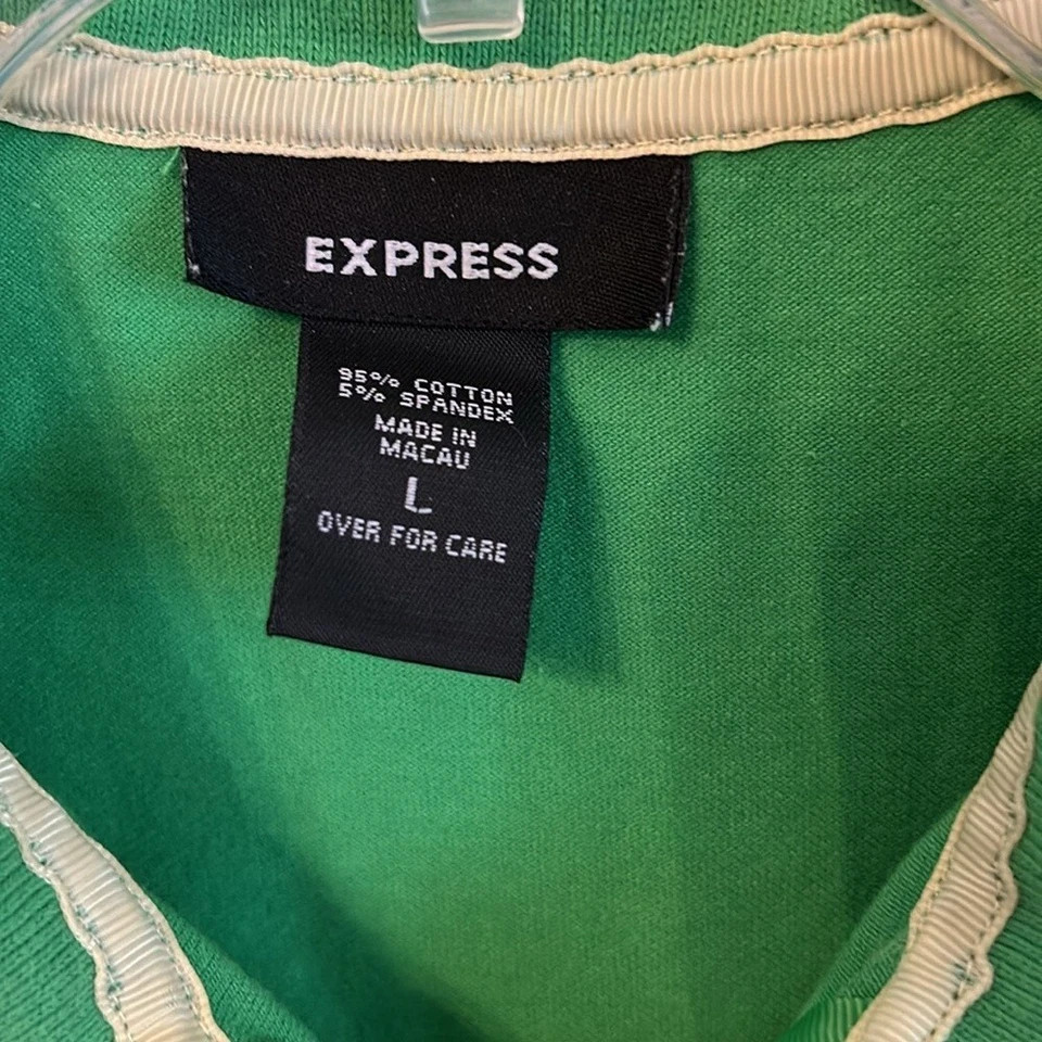 Top deportivo elástico de tenis Express para mujer (L) verde Y2K con media cremallera cuello Foto 2 de 4