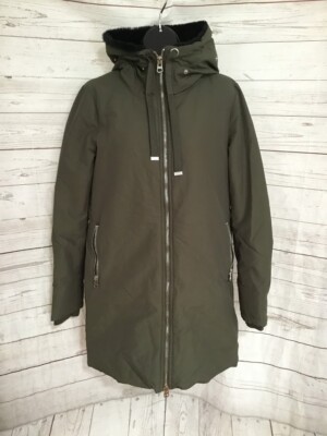 Zara Basic Outerwear Women's Coat Hooded Full Zip Khaki Size S