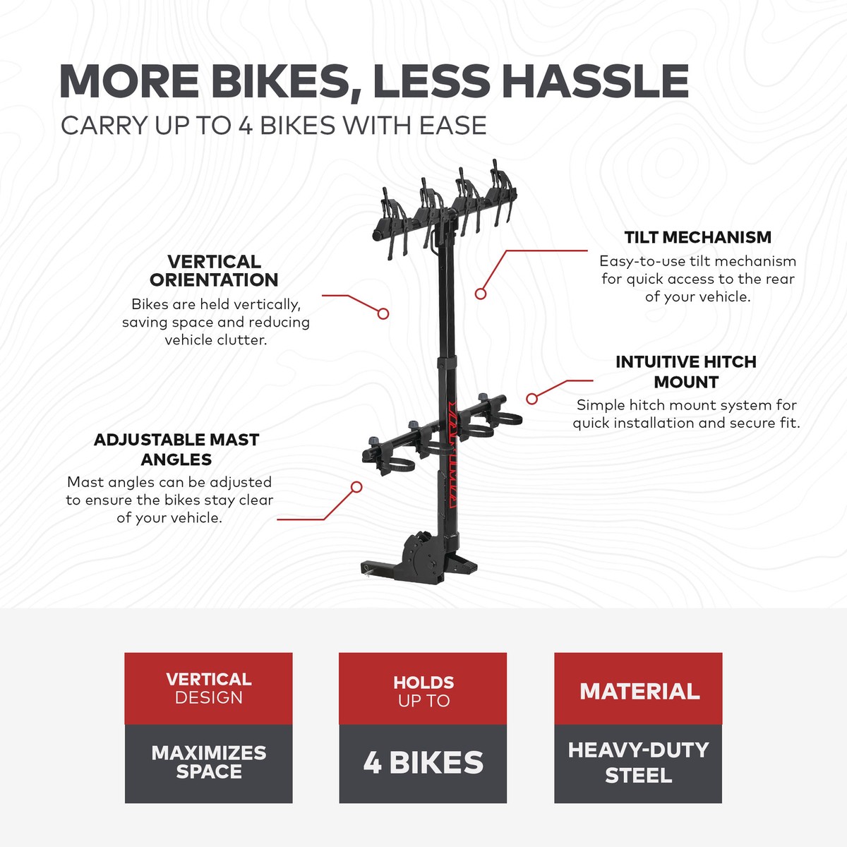 Yakima HangOver 4 Adjustable Vertical Steel Mountain Bike Hitch