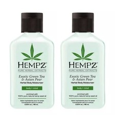 2X Hempz - Exotic Green Tea  Asian Pear Herbal Body Moisturizer 2.25oz Travel