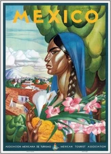 Mexico 1945 Travel Poster Print  Reproduction Giclee Print 11x17