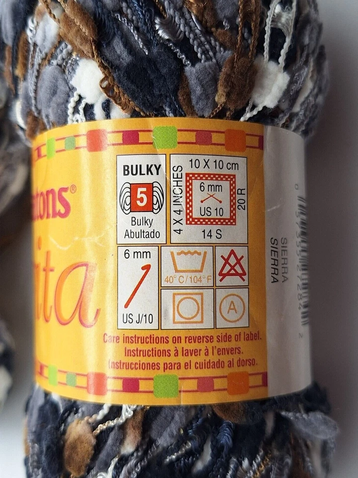 5 Balls Patons Evita Ladder Yarn Color Sierra 100% Nylon 1.75 oz ea Black White - Image 3 of 4