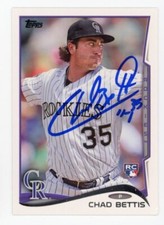 SIGNED BASEBALL CARD AUTO TOPPS 2014 CHAD BETTIS COLORADO ROCKIES #290 RC