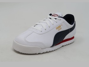 Puma Roma Basic Bianco Rosso Navy Lacci Moda Bambino Ragazzo Scarpe Da  Ginnastica Bambini Scarpe | eBay