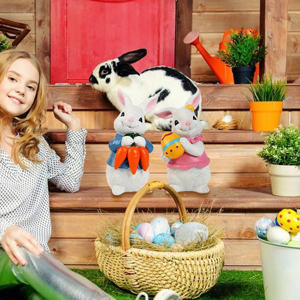 Osterhase Statue süße Hase Figur Deko für Garten Hof (weißes Ei) eBay.de