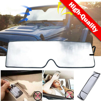 Front Windshield Sun Shade Visor Blocks UV Rays Sunshade For Jeep JK Wrangler TJ