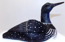 Get Looney Molded Hand Painted Loon Decorative Duck 8" long x 4" Bead Eyes Boxed