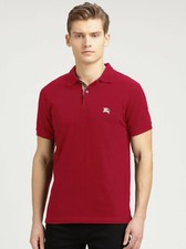 BURBERRY Brit Red Tryessa Logo Embroidered Stretch Piqu -knit Cotton Polo XL Men