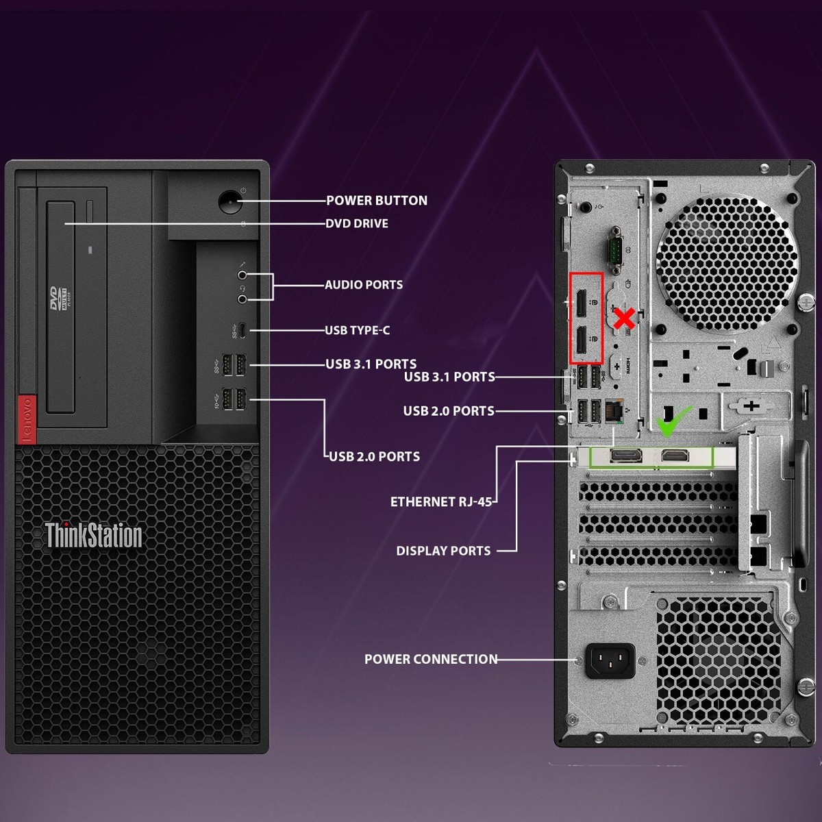 Lenovo Tower Gaming PC Intel i5-8500 16GB 512GB SSD RGB KB&M
