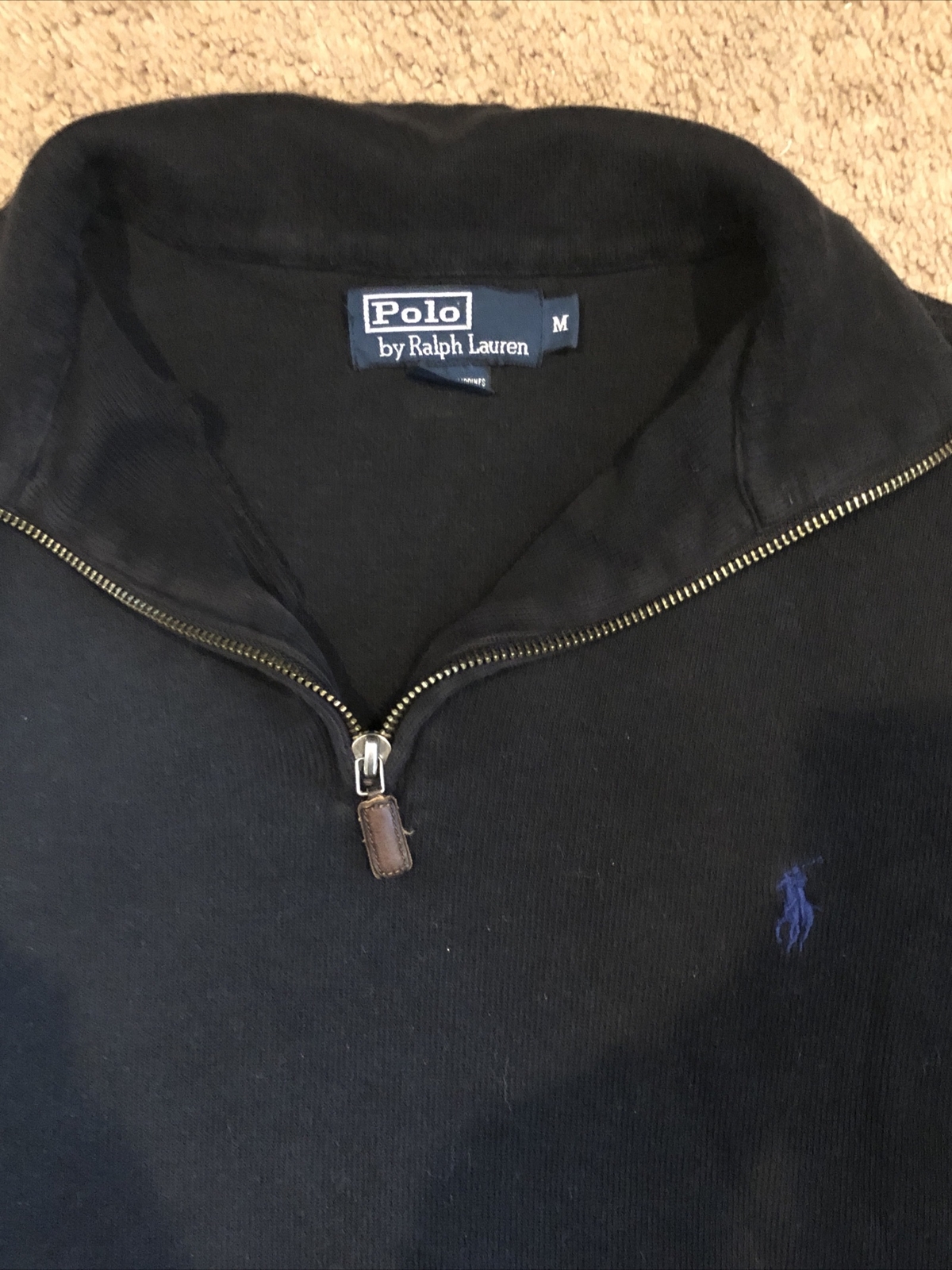 Giacca pullover Ralph Lauren Polo Uomo M blu navy blu reale logo pony 1 4 cerniera