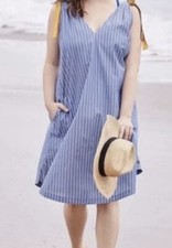 Matilda Jane Sandy Seashell Cover-Up Blue Stripe Sz Small Brilliant Daydream