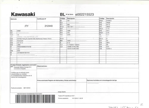 80105ZZA6E000 Nummernschildhalter für KAWASAKI J 300 J 300 2016 819688 - Afbeelding 6 van 6