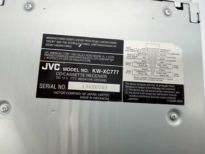 JVC KW-XC777 AM/FM Radio Tuner CD/Cassette Tape Deck Receiver