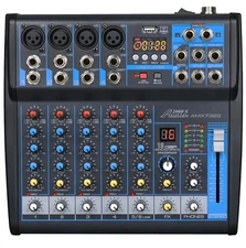 Audio2000s AMX7322 6-Ch.Audio Mixer w/USB Interface,Sound Effects& Bluetooth-MR