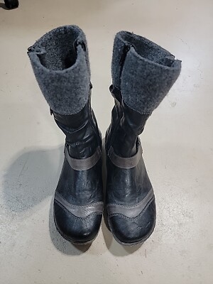 Remonte By Rieker Tri-color Womens Leather Boots zipper wool line Size 39 US 6