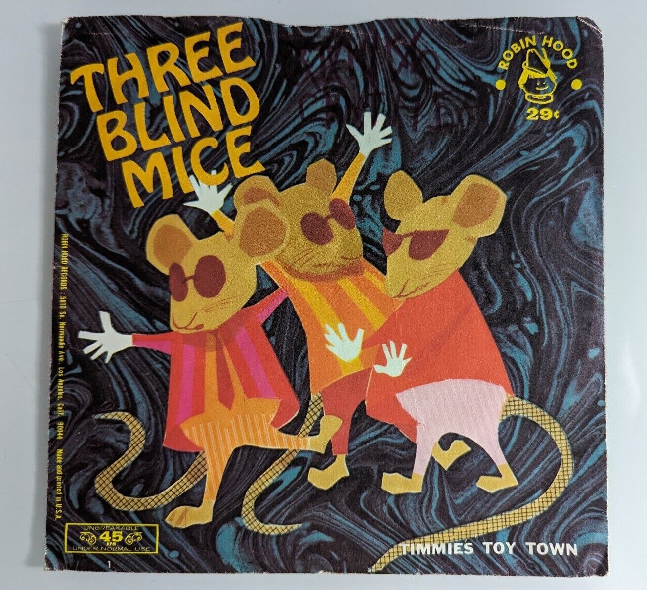 Vintage Three Blind Mice / Timmie's Toy Town Robin Hood Records 45's Children's