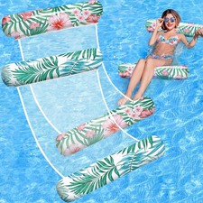 Pool Floats Adult, 2 Pack Inflatable Pool Floats, 4-in-1 Multi-Purpose Raft