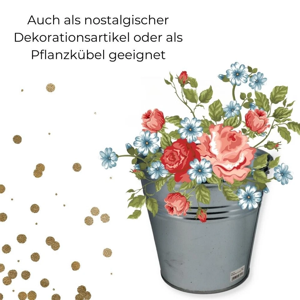 Zinkeimer Blecheimer verzinkt Wassereimer Metall Deko Asche Pflanzen Eimer 5 10 - Bild 3 von 4