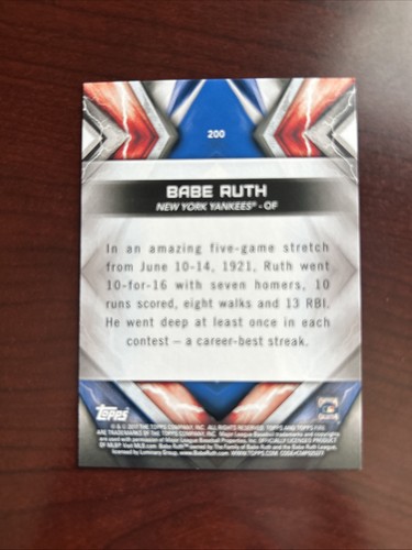 Carta Baseball 2017 Topps Fire Babe Ruth New York Yankees #200 *come nuova* quantità - Foto 2 di 2
