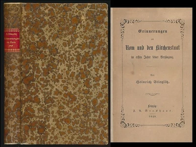 Stieglitz, Erinnerungen an Rom und den Kirchenstaat. [EA.] - Bild 1 von 3