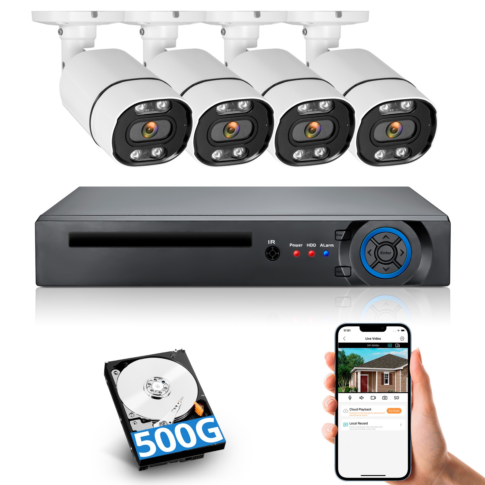 H.265 8CH 5MP Lite DVR 1080P CCTV Security Camera System IR Night Vision 500GB