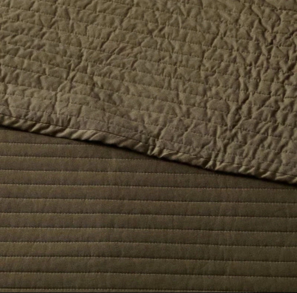 Full/Queen Washed Cotton Sateen Quilt Dark Olive Green - Threshold: OEKO-TEX - Image 2 of 2