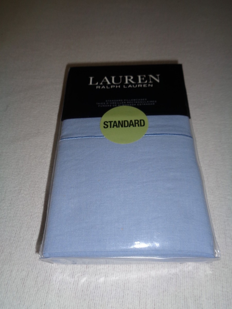 New RALPH LAUREN KENT Standard PILLOWCASES $120 BLUE - Cotton