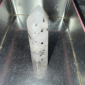Tourmalinated Quartz Crystal Healing Point with Black Inclusions