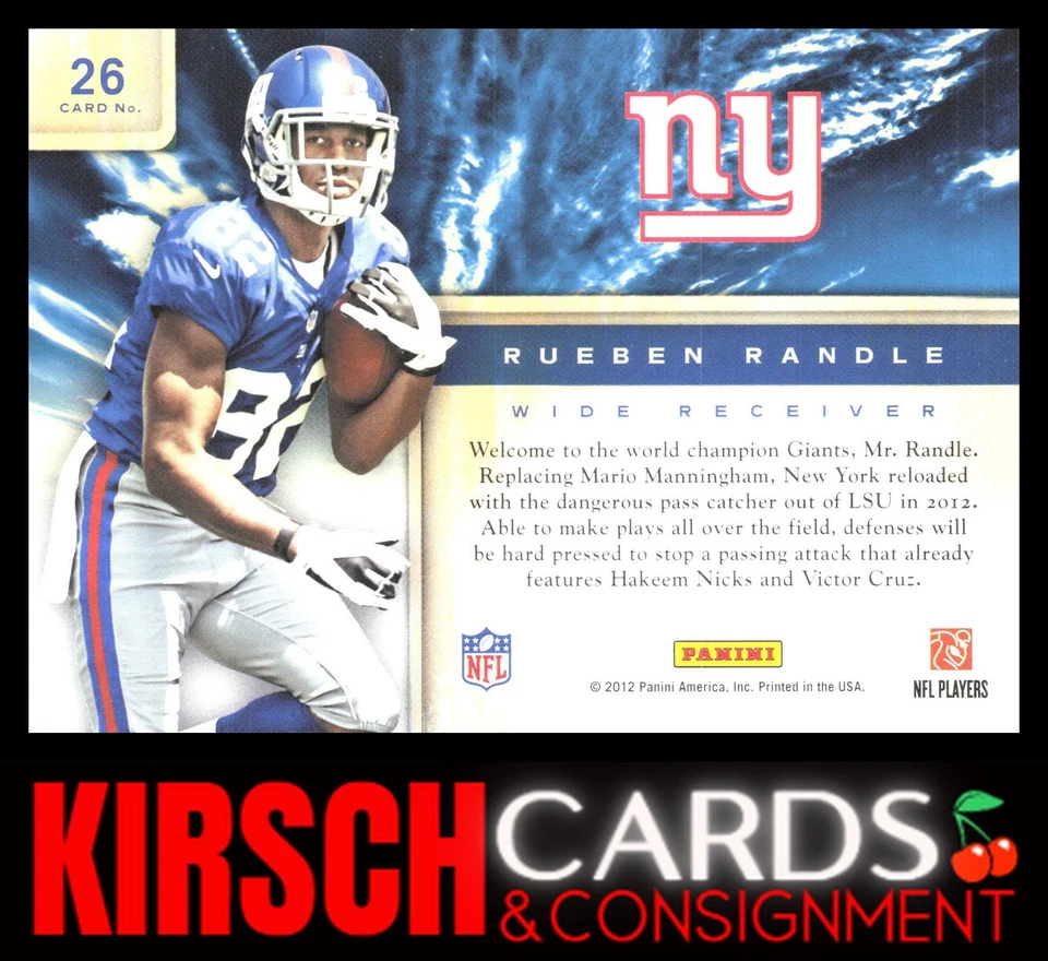 Rueben Randle 2012 Panini Prestige #26 Draft City Destination New York Giants - Image 2 of 2