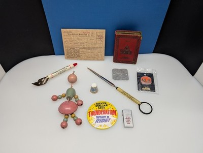 Vintage Antique Junk Drawer Lot Estate Clean Out Letter/Can Opener Pin Rations+