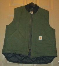 CARHARTT Arctic Duck Quilt Lined Duck Vest VQ184 Size XL Green-USA Made