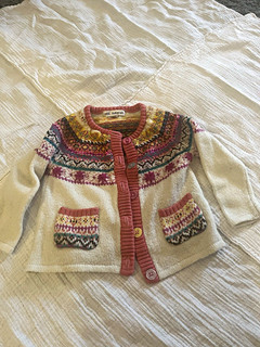 Marks and Spencer Girls Fair Isle Knit Cotton Button Cardigan 12 18 Months