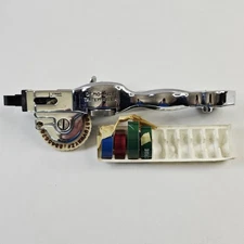DYMO-MITE Tapewriter Chrome Hand Embossing Label Maker Vtg Works w/labels