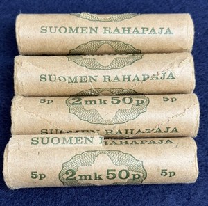 1963 Finland 5 Pennia - Original BU Rolls - Lot Of 4